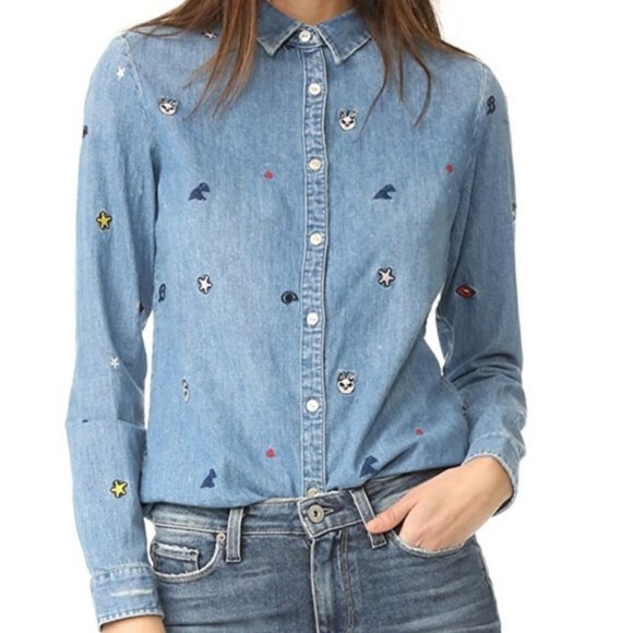 Scotch & Soda Tops - Scotch & Soda Embroidered Button Down Shirt 4(M)